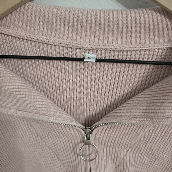 Pink Quarter-Zip Ribbed Sweater - Picture 3 of 5